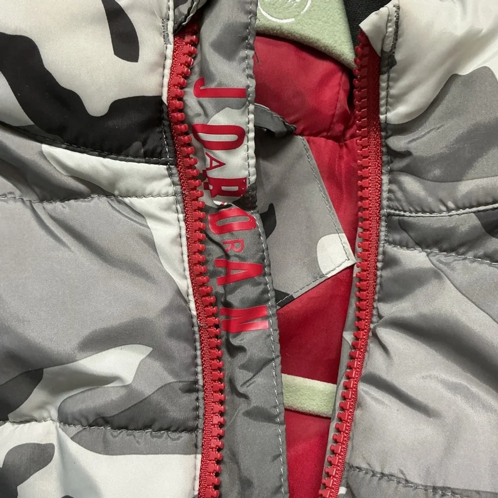 Jordan Black and Gray Camouflage Puffer Jacket